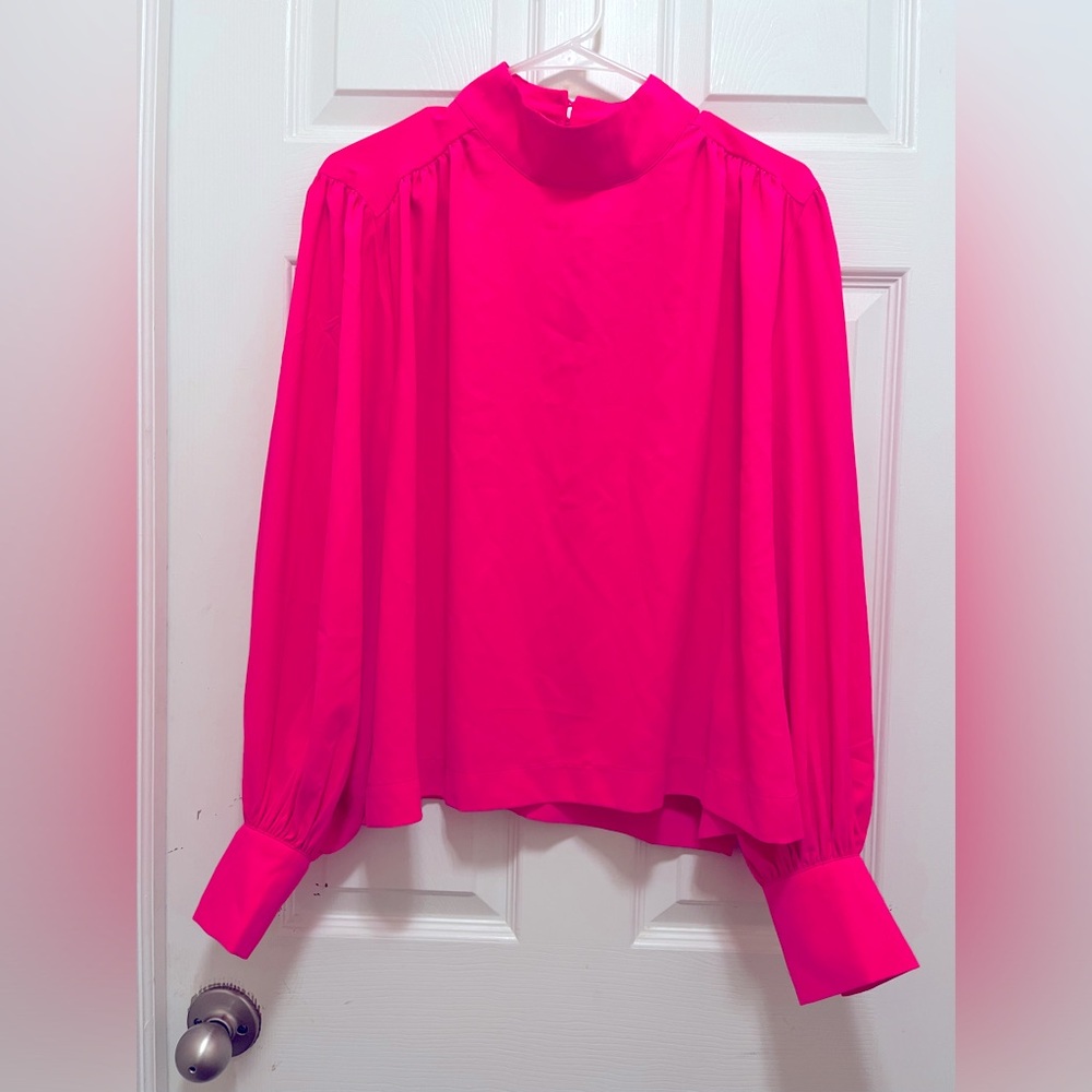 Apt. 9 Barbie Pink High Neck Puff Sleeve Blouse